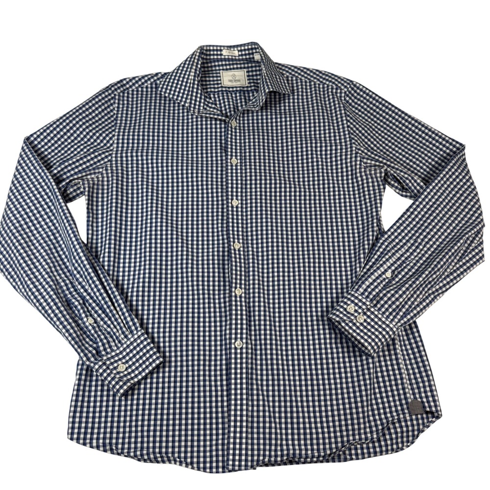 Todd Snyder Gingham Shirt Mens 16.5 36/37 Blue White Cotton Classic Preppy Check